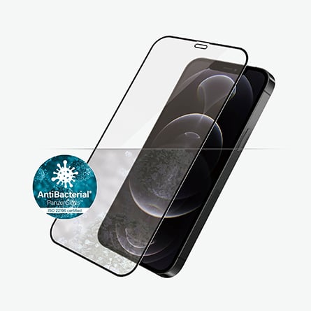 PanzerGlass™ − Pellicola protettiva antibatterica per iPhone 12 e 12 Pro colore nero