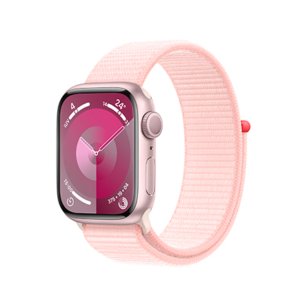 Apple Watch Series 9 alluminio rosa con cinturino Sport Loop rosa confetto