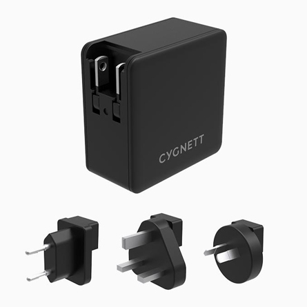 Alimentatore PowerFlo+ Cygnett USB-C e USB-A da 57W con adattatori da viaggio