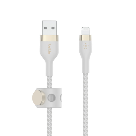 Cavo USB-A Flex in silicone con connettore Lightning a doppia intrecciatura di Belkin 1m bianco