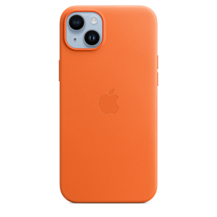 Custodia MagSafe in pelle per iPhone 14 Plus arancione