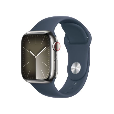 Apple Watch Series 9 GPS + Cellular 41mm acciaio argento - blu tempesta Sport Band - M/L