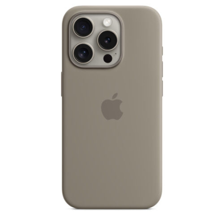 Custodia Apple MagSafe in silicone per iPhone 15 Pro - Grigio creta