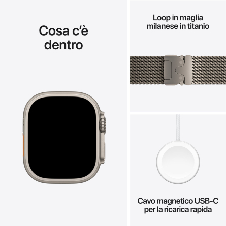 Apple Watch Ultra 2 GPS + Cellular 49mm cassa in titanio naturale con Loop in maglia milanese in titanio naturale - Medium