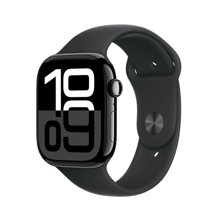 Apple Watch Series 10 GPS + Cellular 46mm in alluminio color Jet Black con cinturino Sport nero - S/M