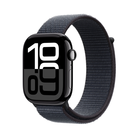 Apple Watch Series 10 GPS + Cellular 46mm in alluminio color Jet Black con cinturino Sport Loop inchiostro