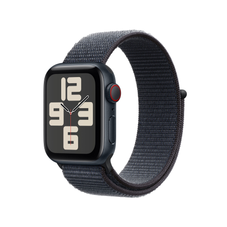Apple Watch SE GPS + Cellular 40mm alluminio mezzanotte con cinturino Sport Loop inchiostro