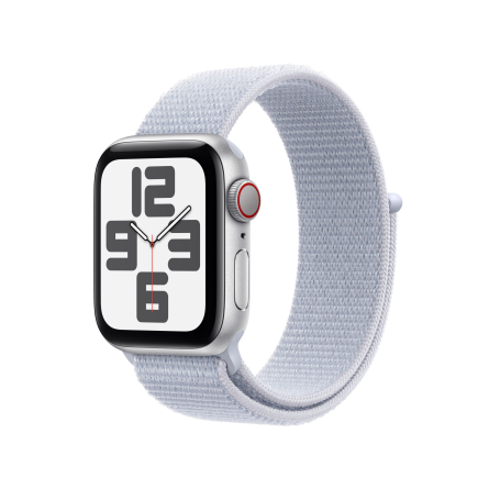Apple Watch SE GPS + Cellular 40mm alluminio argento con cinturino Sport Loop nuvola azzurra