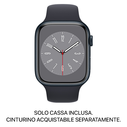 Cassa Apple Watch Series 8 GPS 45mm alluminio mezzanotte ricondizionata - Ottimo