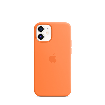 Custodia Apple in silicone per iPhone 12 mini con MagSafe kumquat