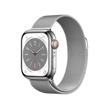 Apple Watch Series 8 GPS + Cellular 45mm cassa in acciaio inossidabile color argento con Loop in maglia milanese