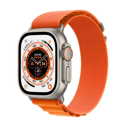 Apple Watch Ultra GPS + Cellular 49mm cassa in titanio con Alpine Loop arancione - Large