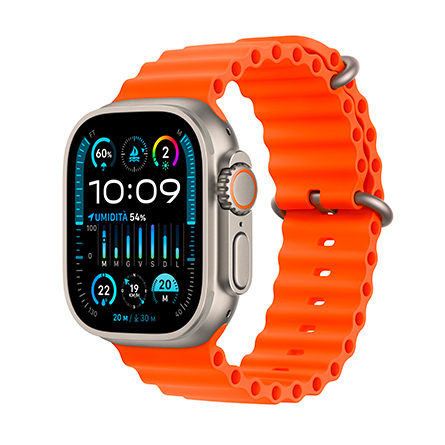 Apple Watch Ultra 2 GPS + Cellular 49mm cassa in titanio con cinturino Ocean Arancione