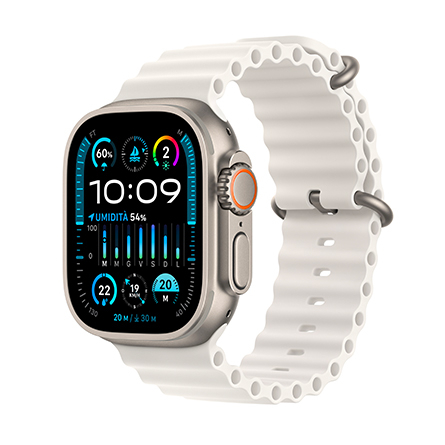 Apple Watch Ultra 2 GPS + Cellular 49mm cassa in titanio con cinturino Ocean Bianco