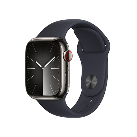 Apple Watch Series 9 GPS + Cellular 41mm acciaio grafite con cinturino Sport mezzanotte - M/L