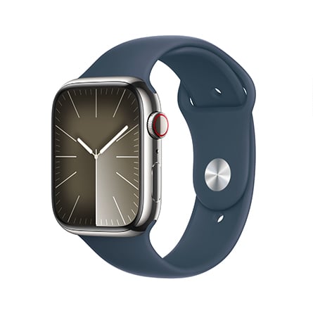 Apple Watch Series 9 GPS + Cellular 45mm acciaio argento - blu tempesta Sport Band - S/M