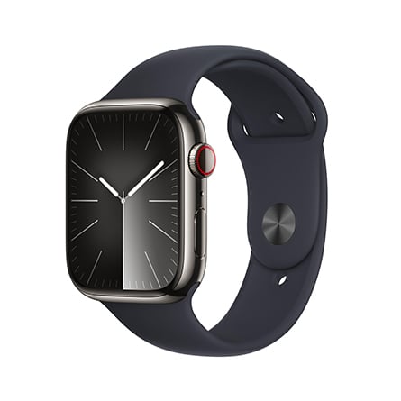Apple Watch Series 9 GPS + Cellular 45mm acciaio grafite con cinturino Sport mezzanotte - S/M