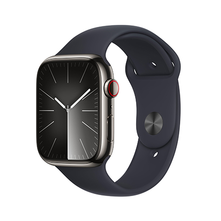 Apple Watch Series 9 GPS + Cellular 45mm acciaio grafite con cinturino Sport mezzanotte - M/L