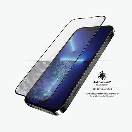 PanzerGlass™ − Pellicola protettiva antibatterica per iPhone 13 Pro Max colore nero