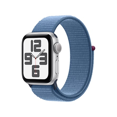 Apple Watch SE alluminio argento con cinturino Sport Loop blu inverno