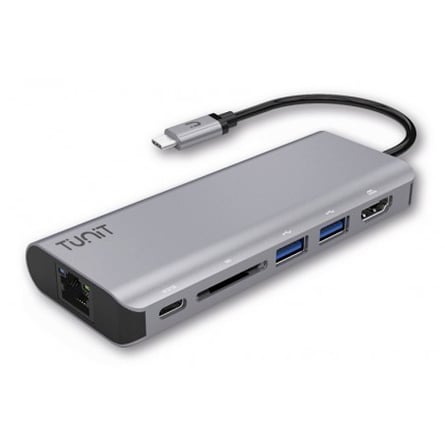 Tunit − Adattatore Hub Multiporta da USB-C a USB 3.0, Ethernet, SD Card, HDMI 4k in alluminio