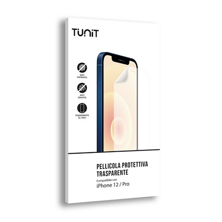 Pellicola protettiva trasparente e anti-impronta per iPhone 12 e iPhone 12 Pro