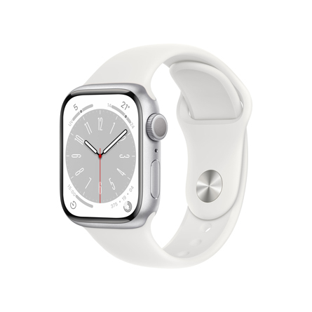 Apple Watch Series 8 GPS 45mm alluminio argento con cinturino Sport bianco - Usato - Grado A
