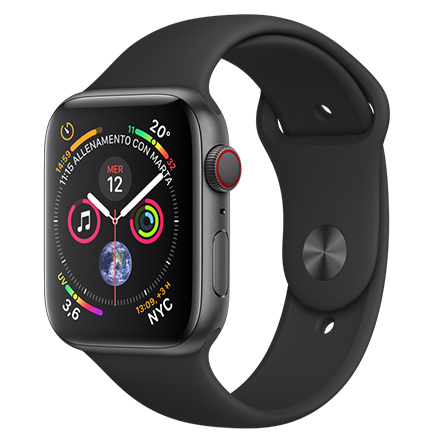 Apple Watch Series 4 GPS + Cellular 44mm alluminio grigio siderale con cinturino Sport nero - Usato - Grado B