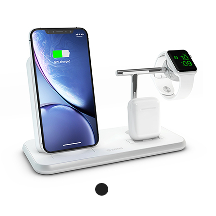Dock di ricarica Qi 4 in 1 di Zens con stand per iPhone, Apple Watch, AirPods e USB-A