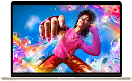 Schermo di un MacBook Air con una foto a colori che mostra la gamma cromatica e la risoluzione del display Liquid Retina