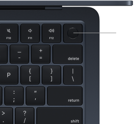 Sensore Touch ID collocato nell’angolo in alto a destra della tastiera di MacBook Air