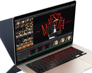 Un MacBook Air su cui viene eseguito un montaggio video per dimostrare le capacità del chip M4