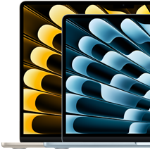 Due MacBook Air uno davanti all’altro per mostrare le rispettive dimensioni: 13,6 pollici e 15,3 pollici, misurati in diagonale